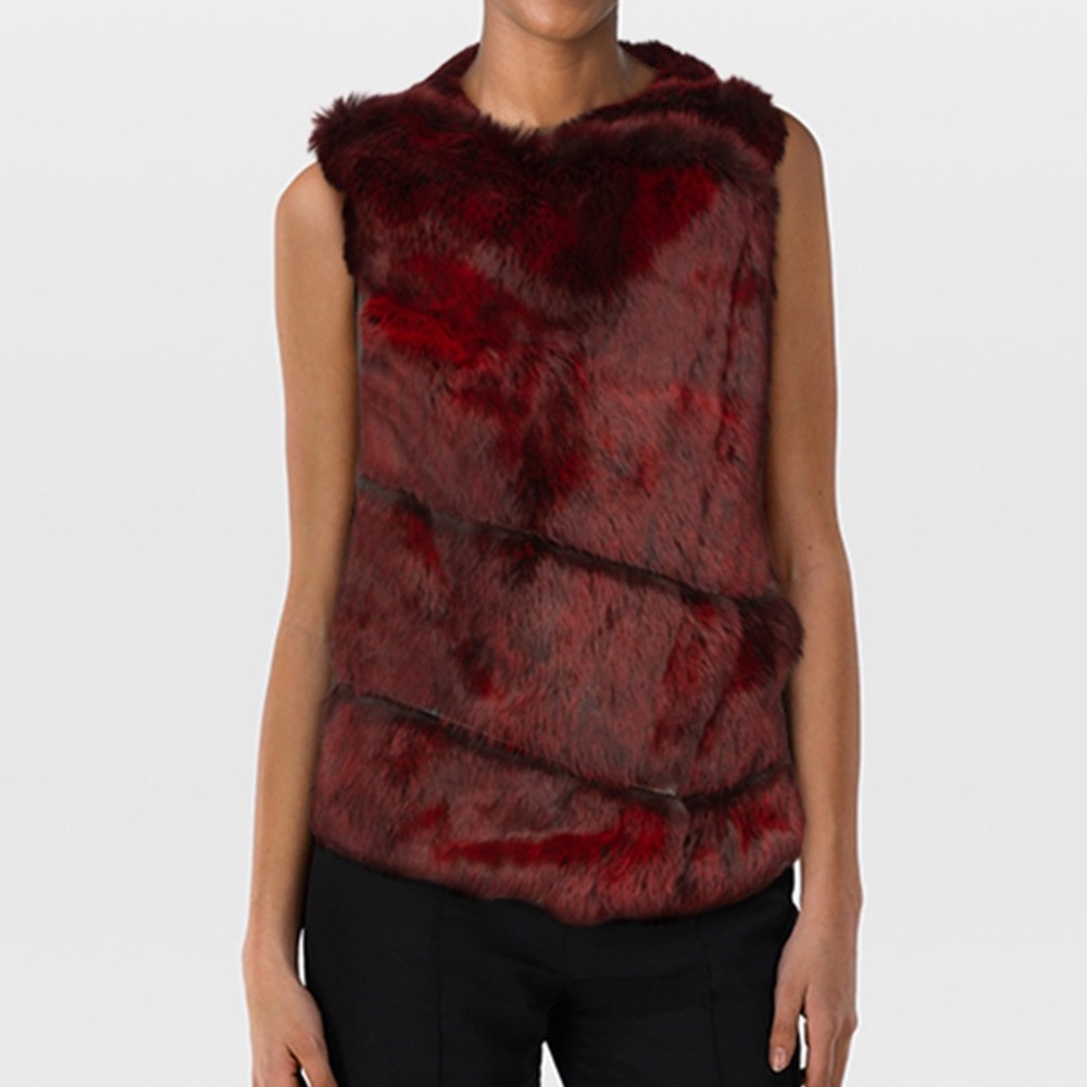 Rare Helmut Lang x Intermix Flux Red Rabbit Fur Leather Vest